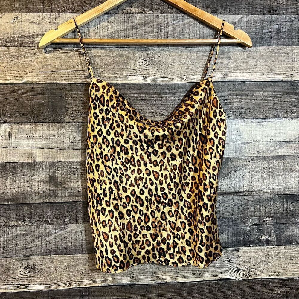 NWT Zara Leopard Print Cami Top Women’s Size M Y2K Gold Chain Adjustable Straps - Picture 2 of 8